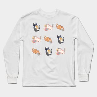 3 Cats Pattern Long Sleeve T-Shirt